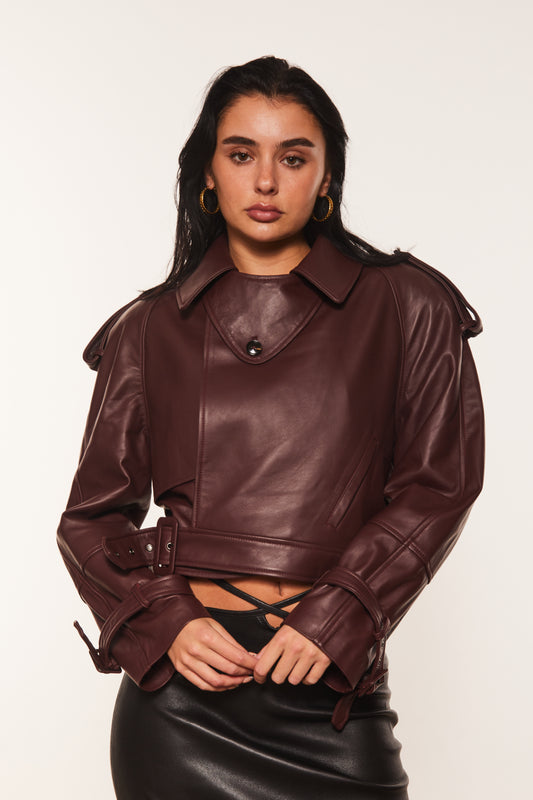 Cropped Trench Biker Jacket