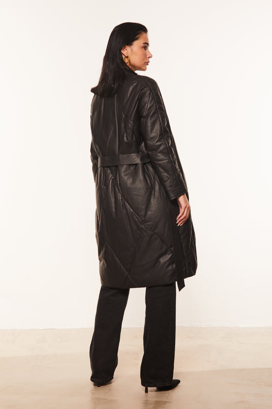 Puffer Quilted Leather Coat
