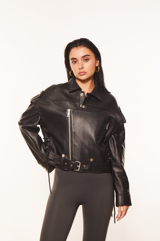 Detachable Sleeves Leather Jacket