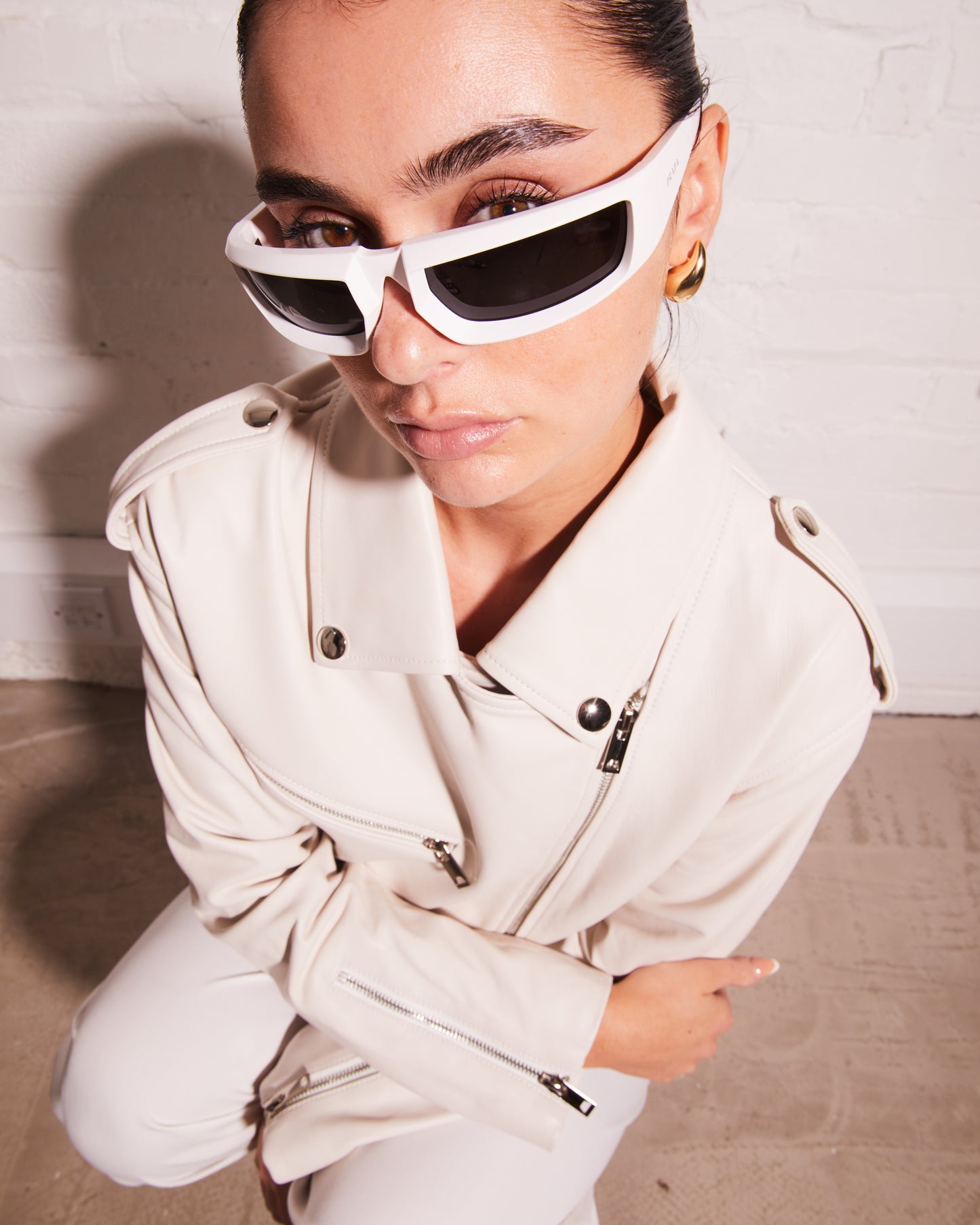 Boxy Leather Jacket White