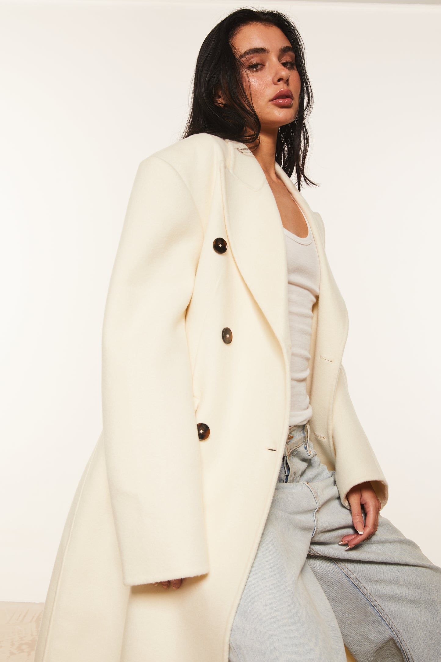 Oversized Padded Shoulder Coat