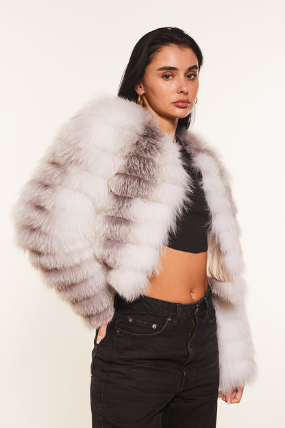 Cross fur Cropped Coat