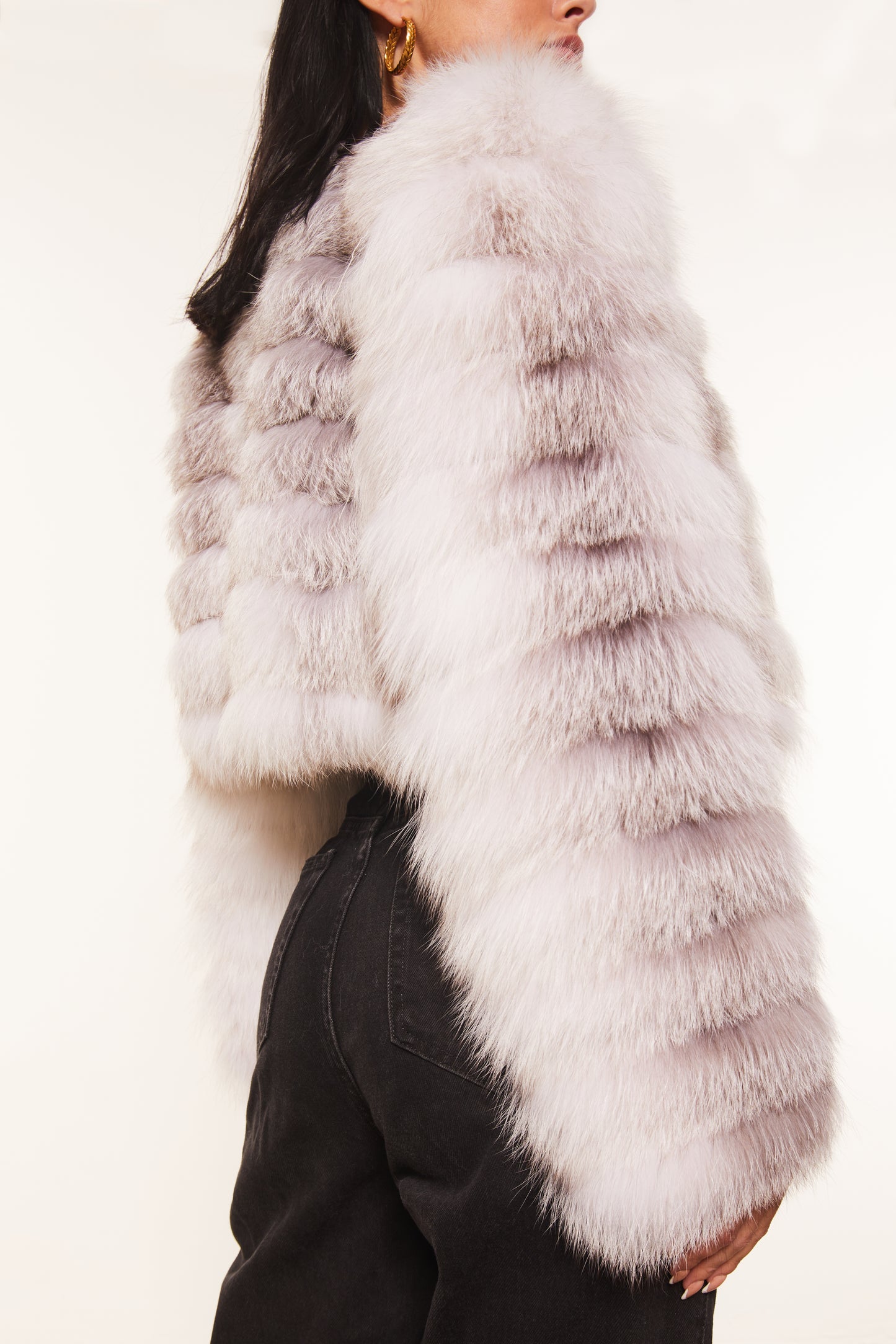 Cross fur Cropped Coat