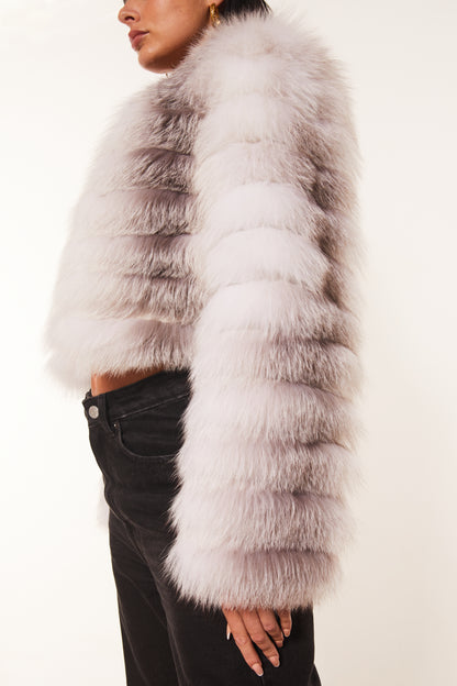 Cross fur Cropped Coat