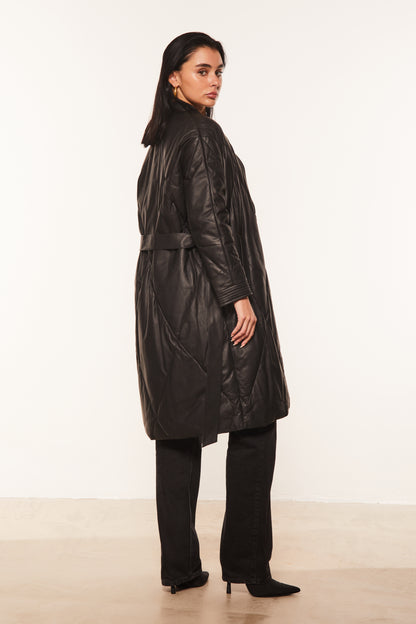 Puffer Quilted Leather Coat