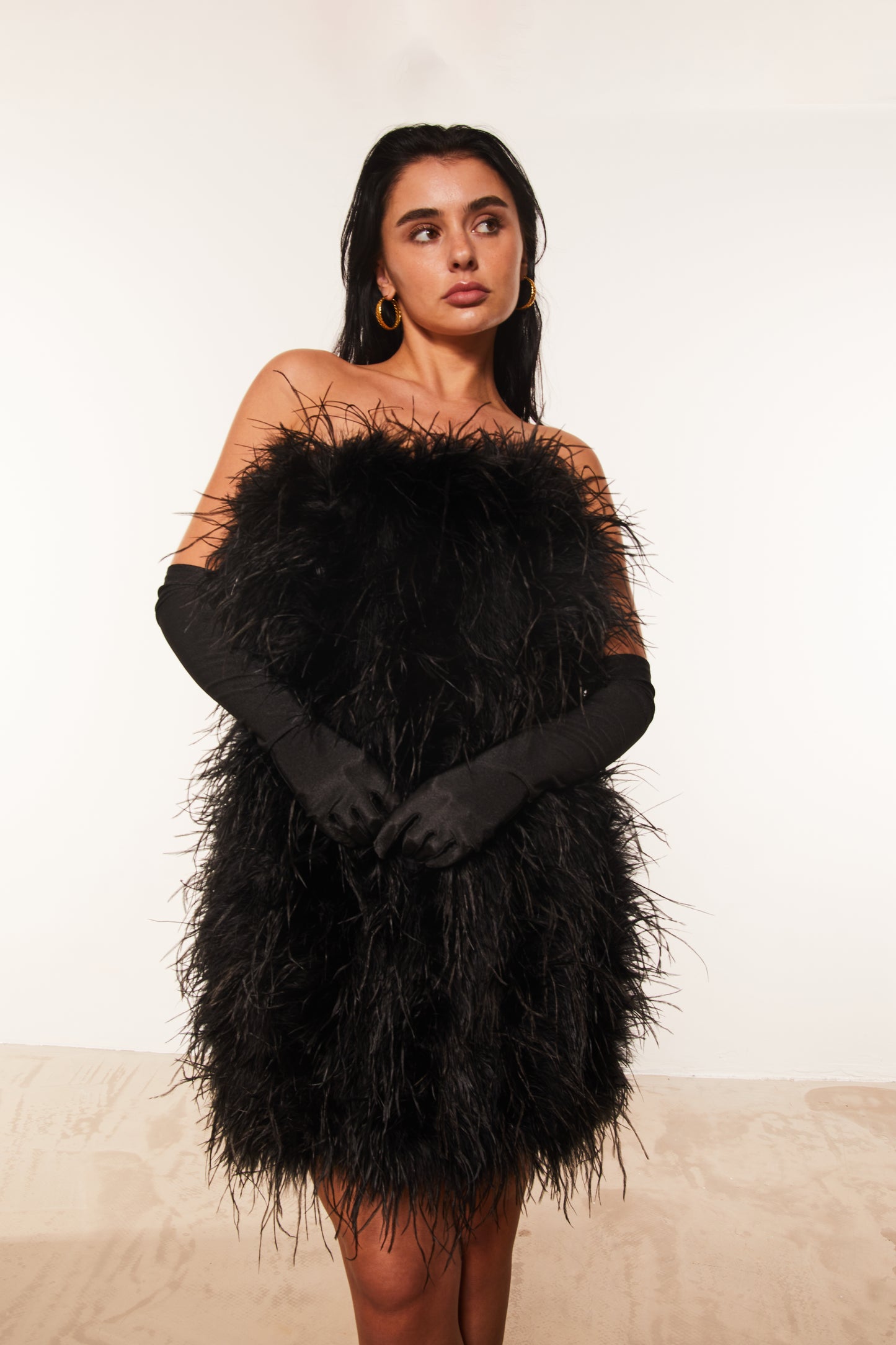 Ostrich Feather Strapless Dress