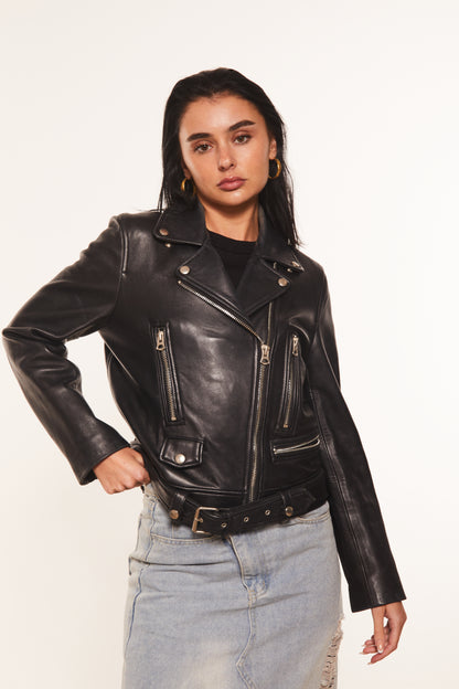 Biker Leather Jacket Black