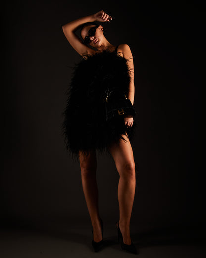 Ostrich Feather Strapless Dress