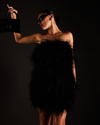 Ostrich Feather Strapless Dress