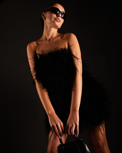 Ostrich Feather Strapless Dress