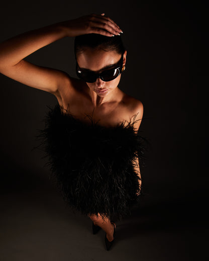 Ostrich Feather Strapless Dress