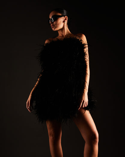 Ostrich Feather Strapless Dress