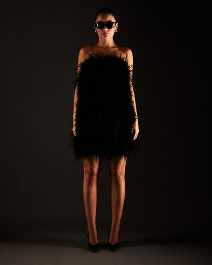 Ostrich Feather Strapless Dress