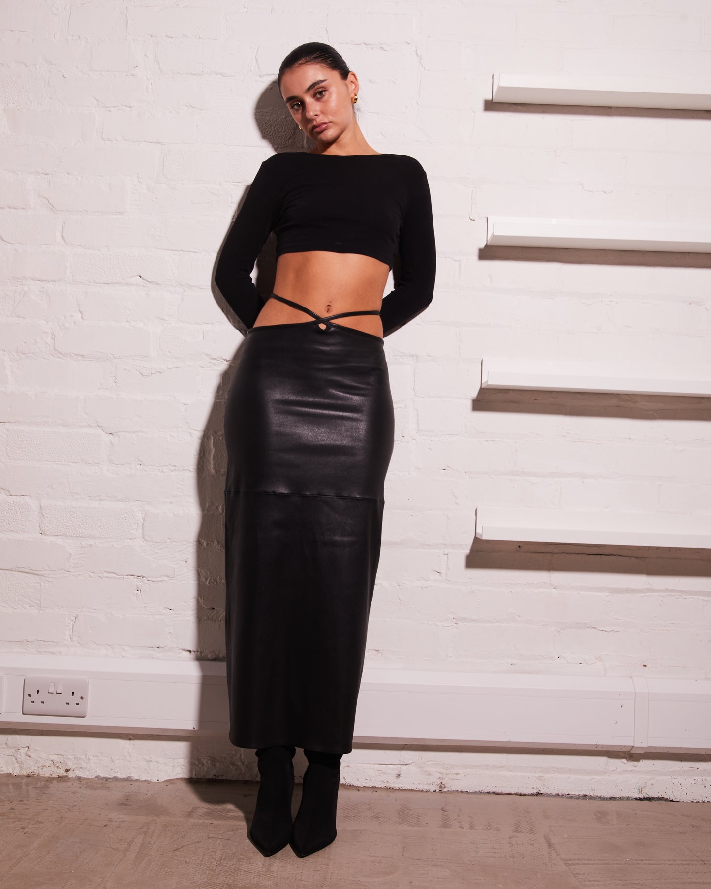 Leather Wrap Skirt With Tie