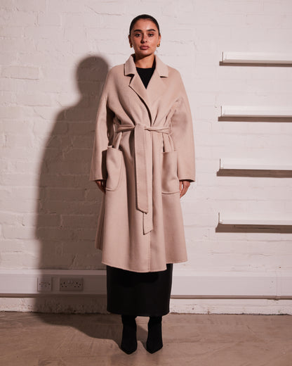 Cashmere Belted Coat Sand