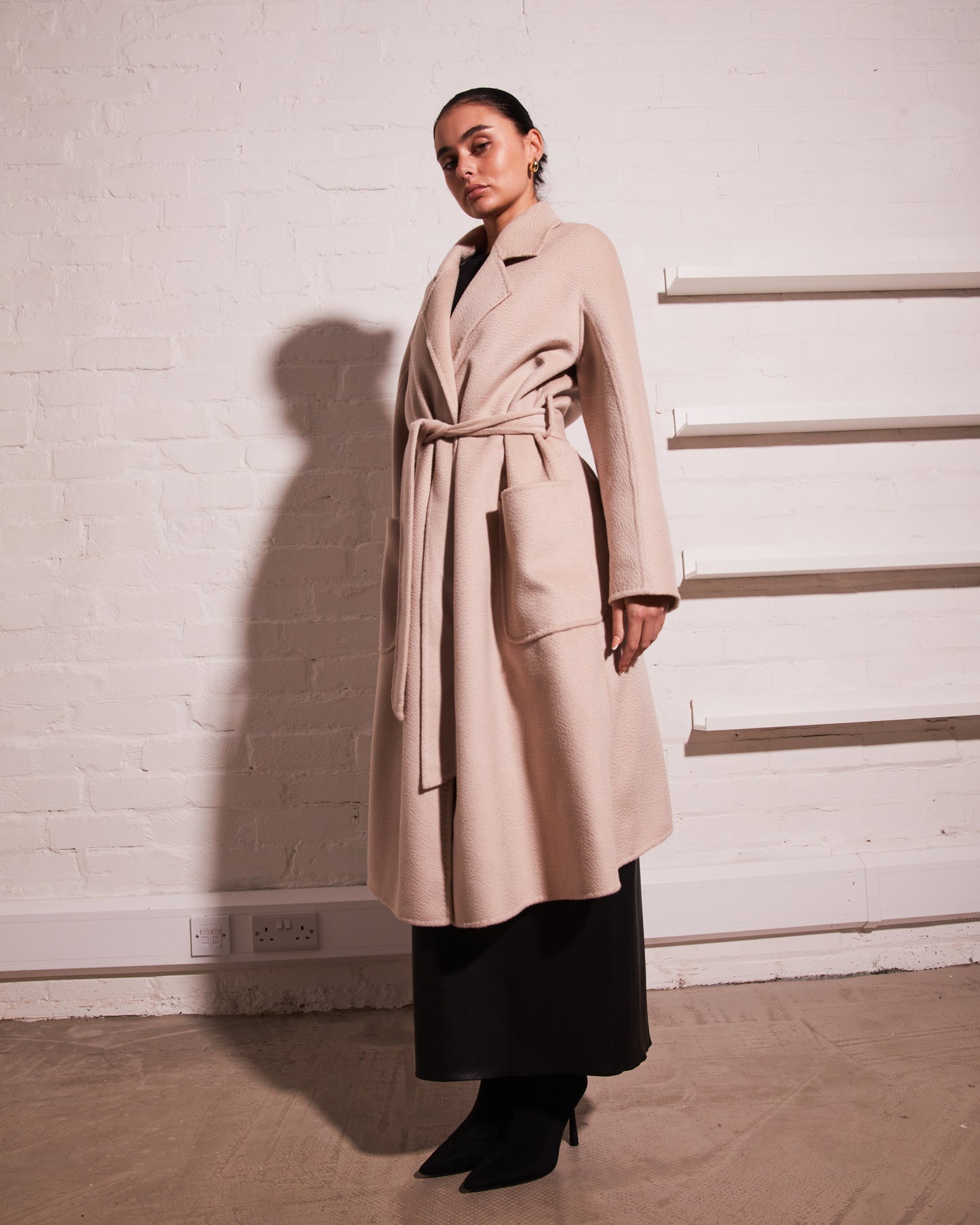 Cashmere Belted Coat Sand