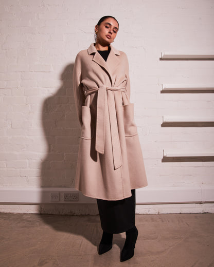 Cashmere Belted Coat Sand