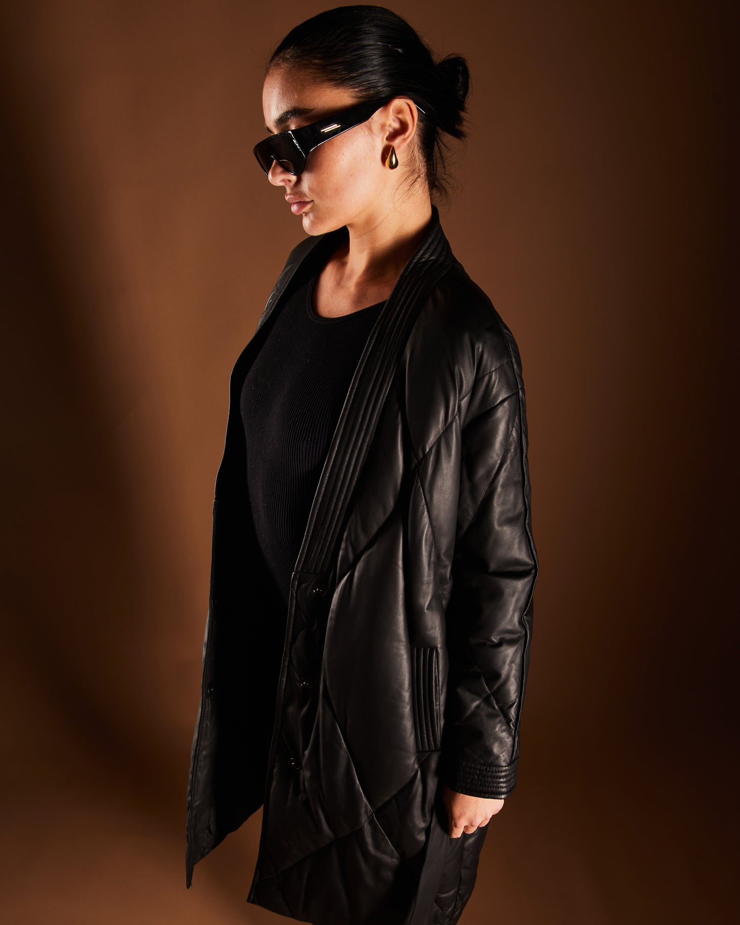 Puffer Quilted Leather Coat