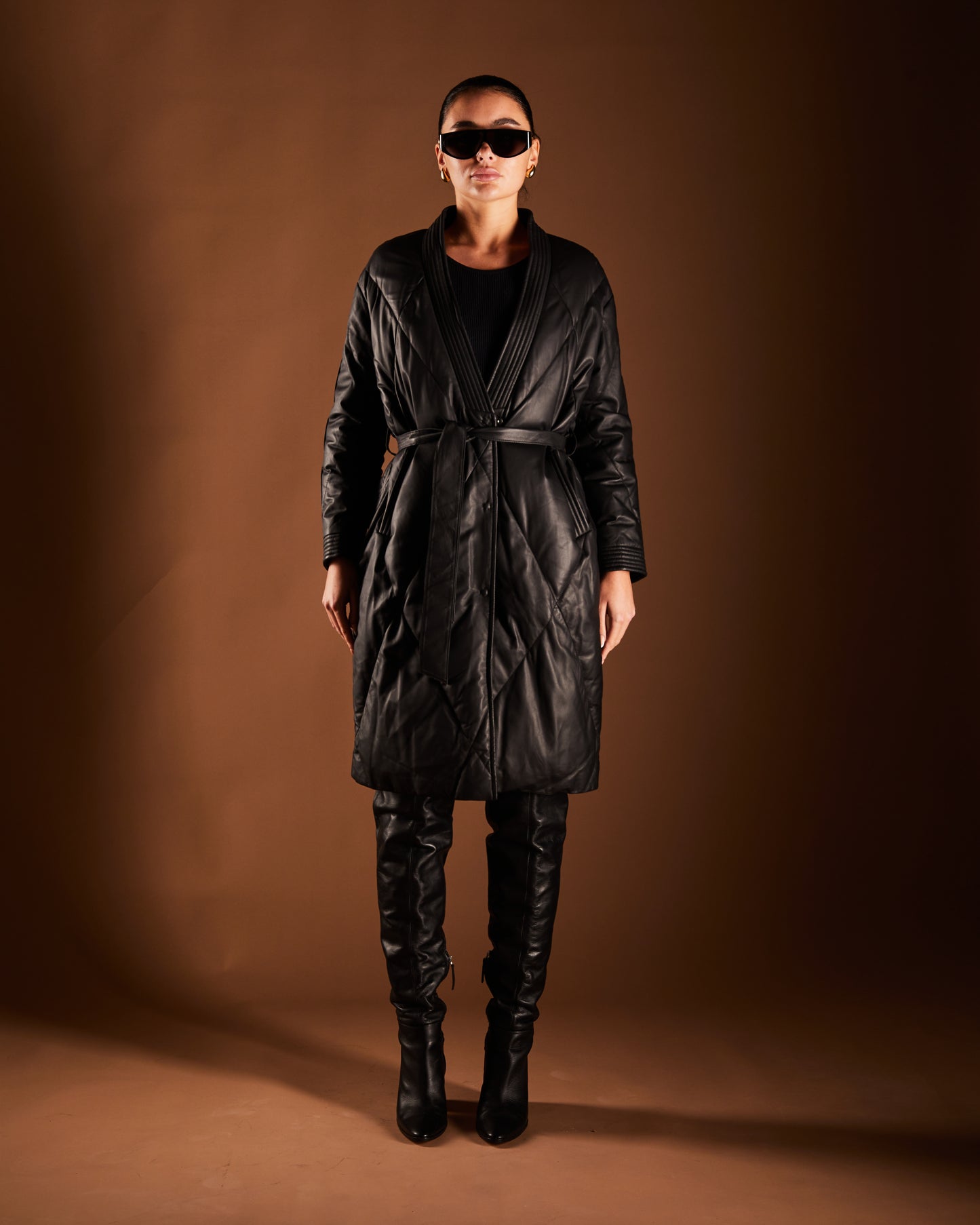 Puffer Quilted Leather Coat