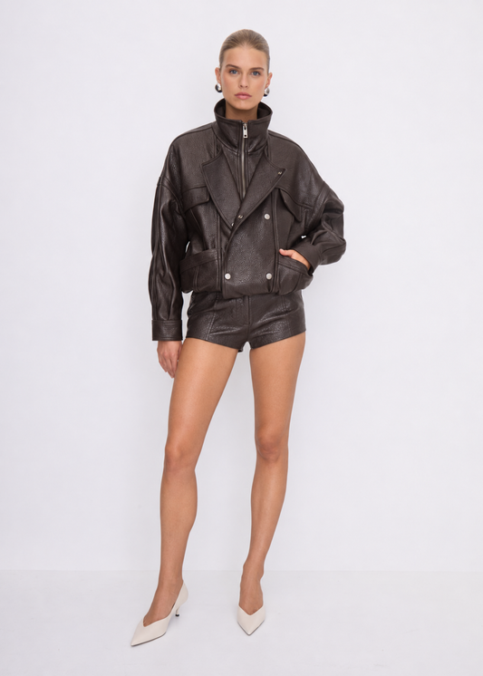 Aubrey Leather Stand Jacket