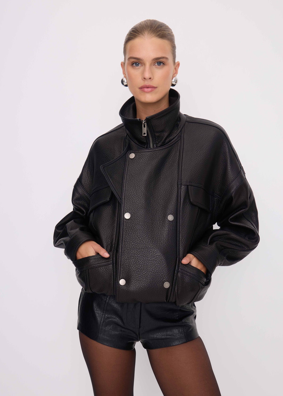 Aubrey Leather Stand Jacket