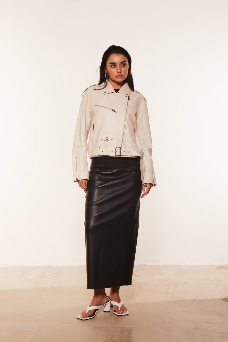 women’s leather jacket styled outfit autumn winter naatka