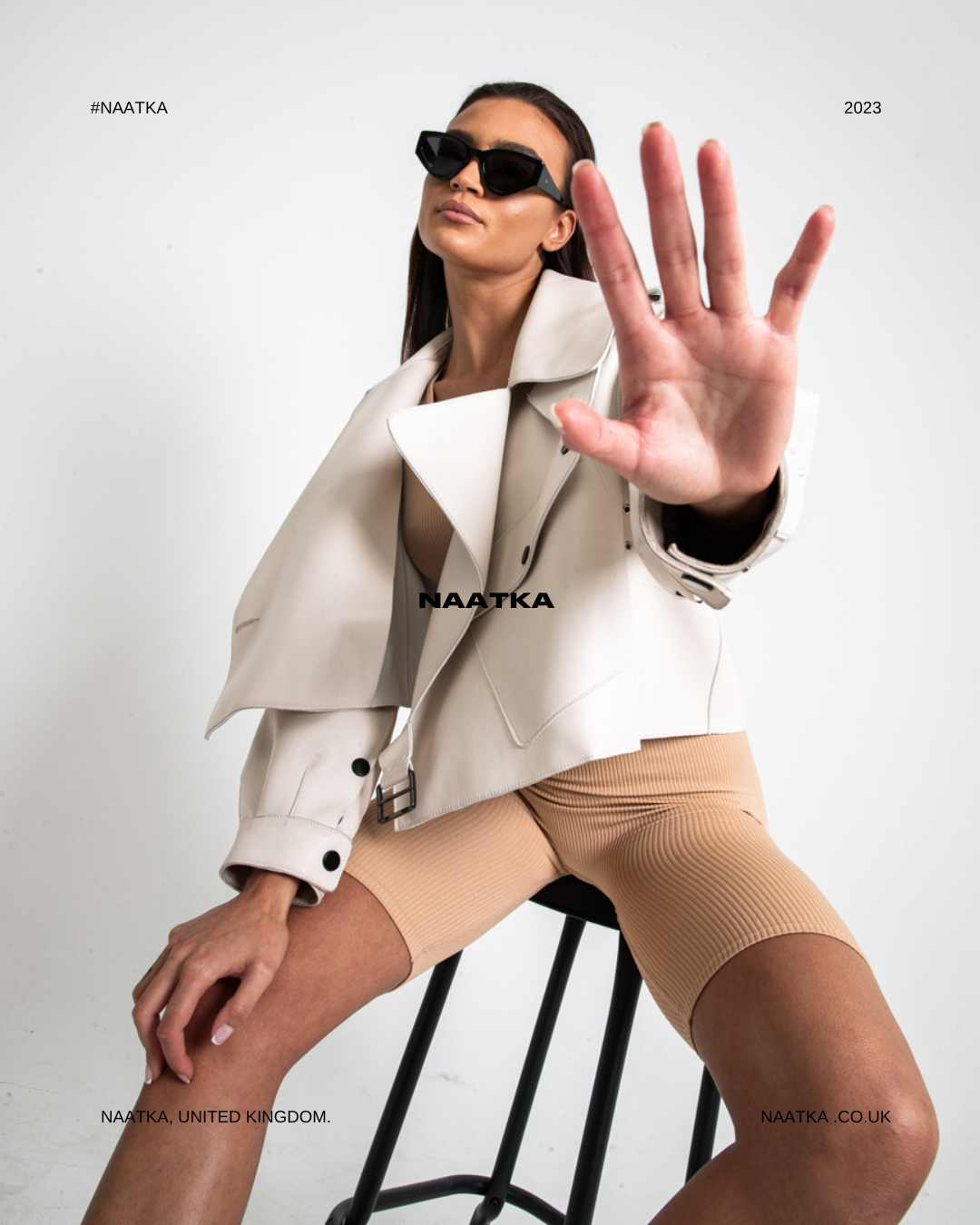 White oversized 2025 leather jacket